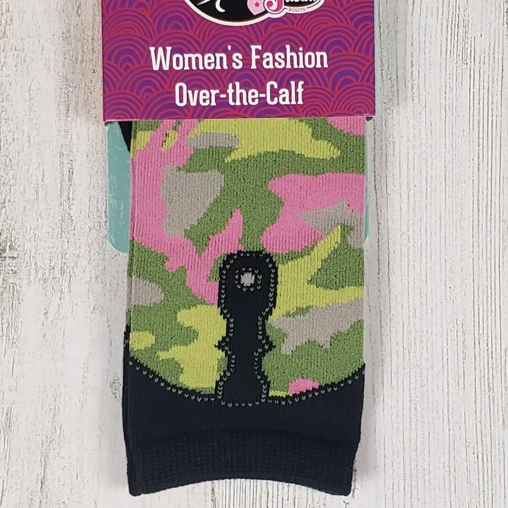 NWT Justin Boots Fashion Cushioned Sole Over The Calf Socks Women's Size Small